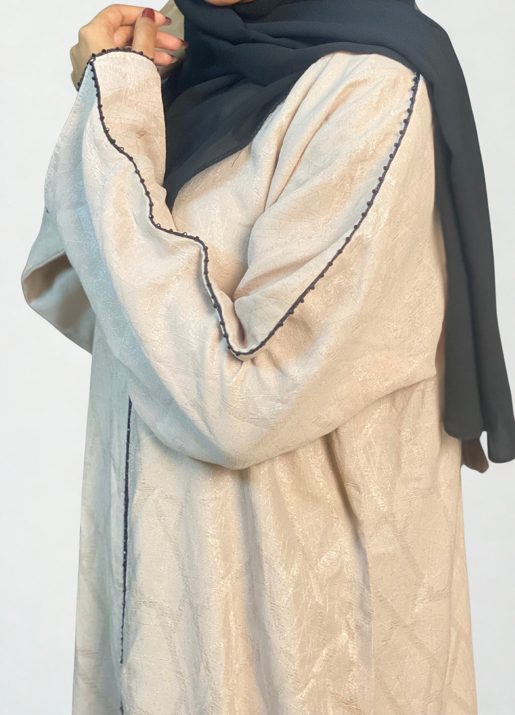 Lutfaz Premium Damask Fabric Royal Grace Borka - Cashmere
