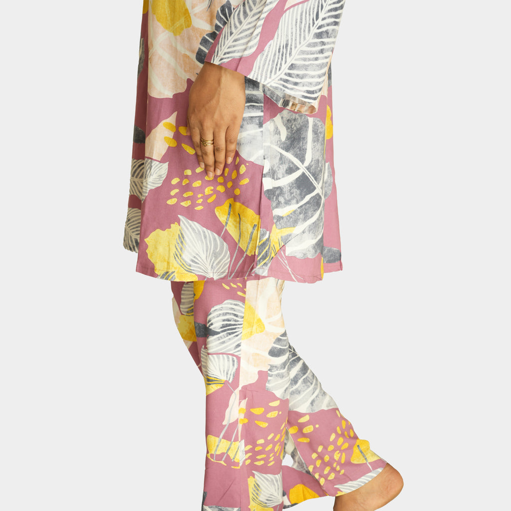 Premium Floral Print Two-Piece Set – Soft Rayon Fabric