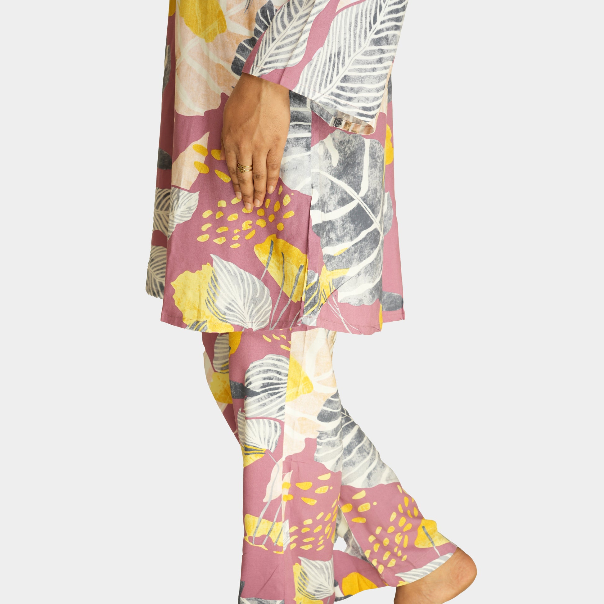 Premium Floral Print Two-Piece Set – Soft Rayon Fabric