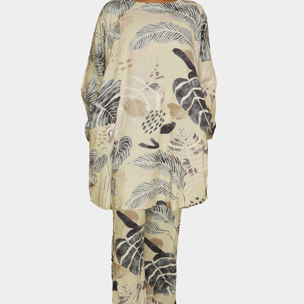 Premium Floral Print Two-Piece Set – Soft Rayon Fabric