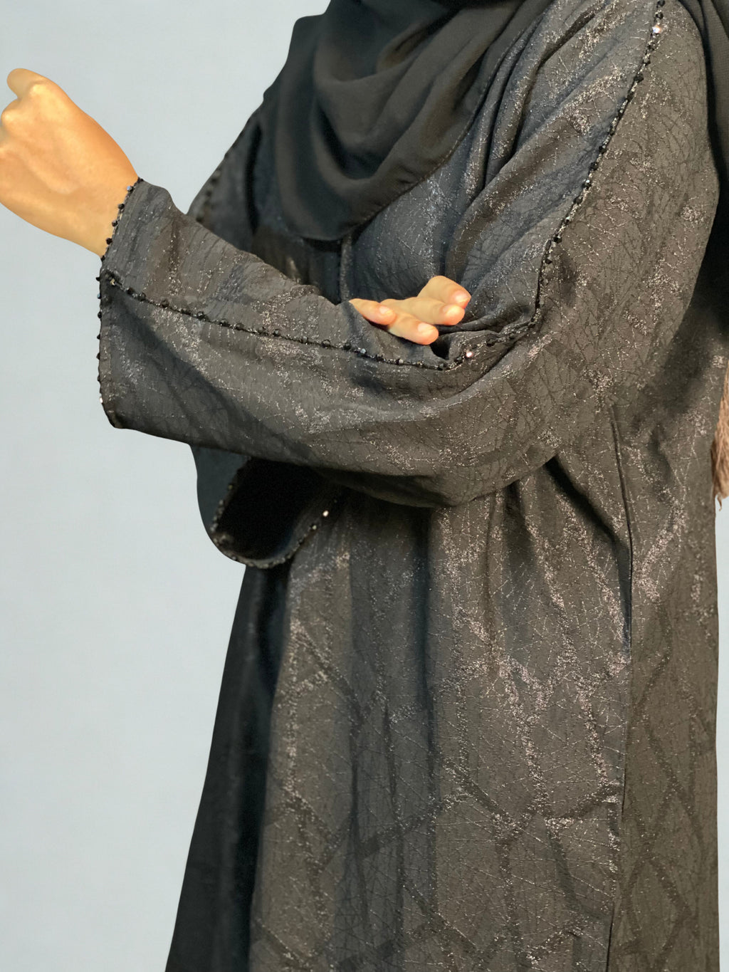 Lutfaz Premium Damask Fabric Royal Grace Borka - Black