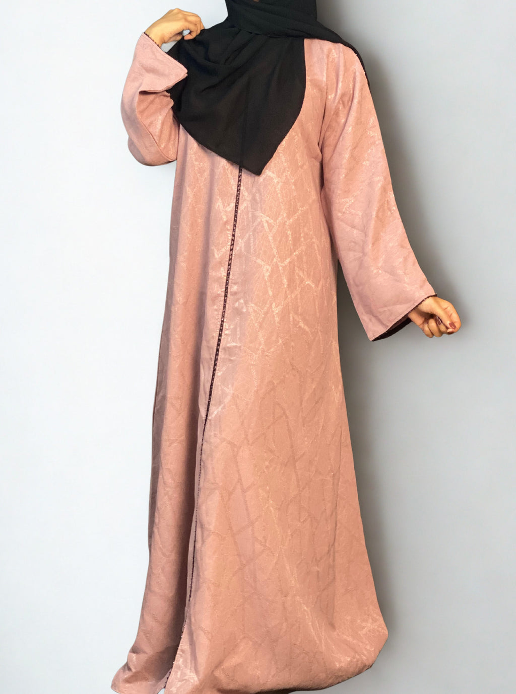Lutfaz Premium Damask Fabric Royal Grace Borka - Pink