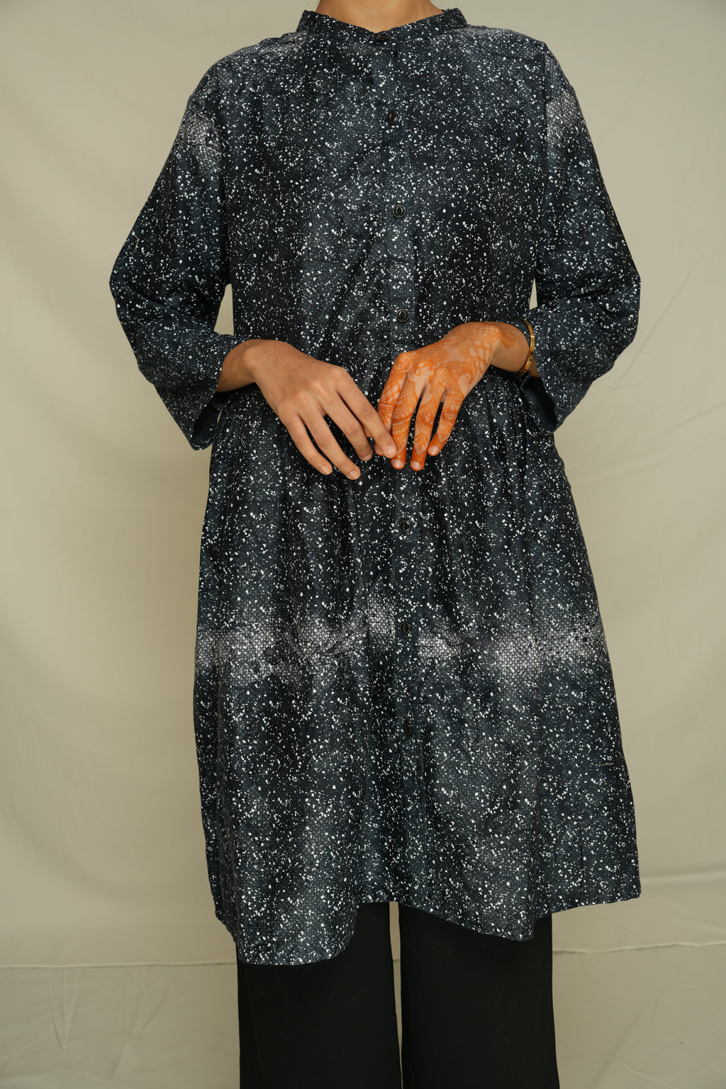 Printed Gathered Waist Tunic