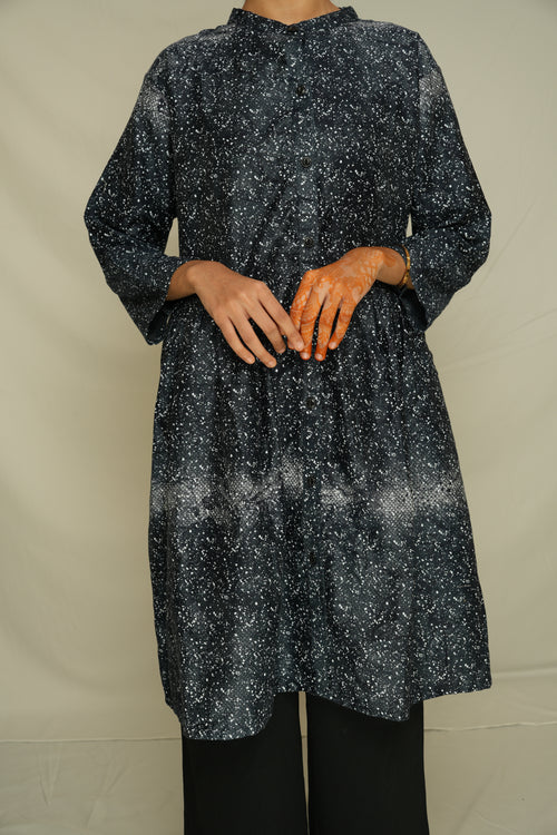 Printed Gathered Waist Tunic