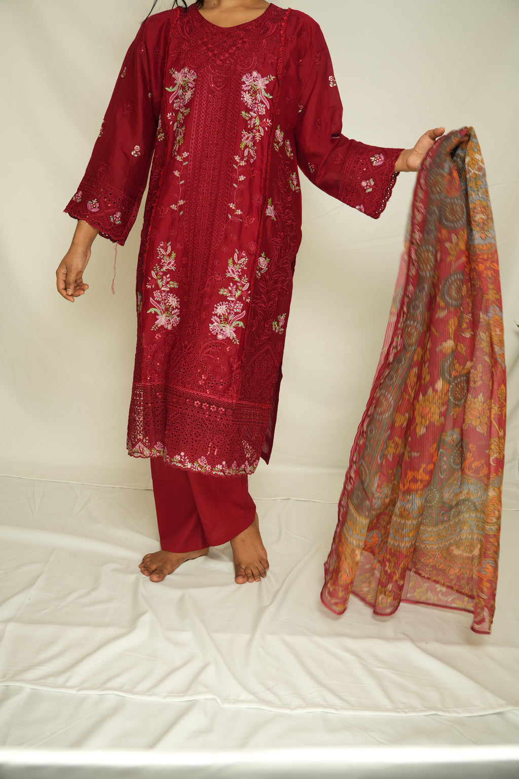 Regal Mauve Embroidered Lawn Suit with Designer Dupatta