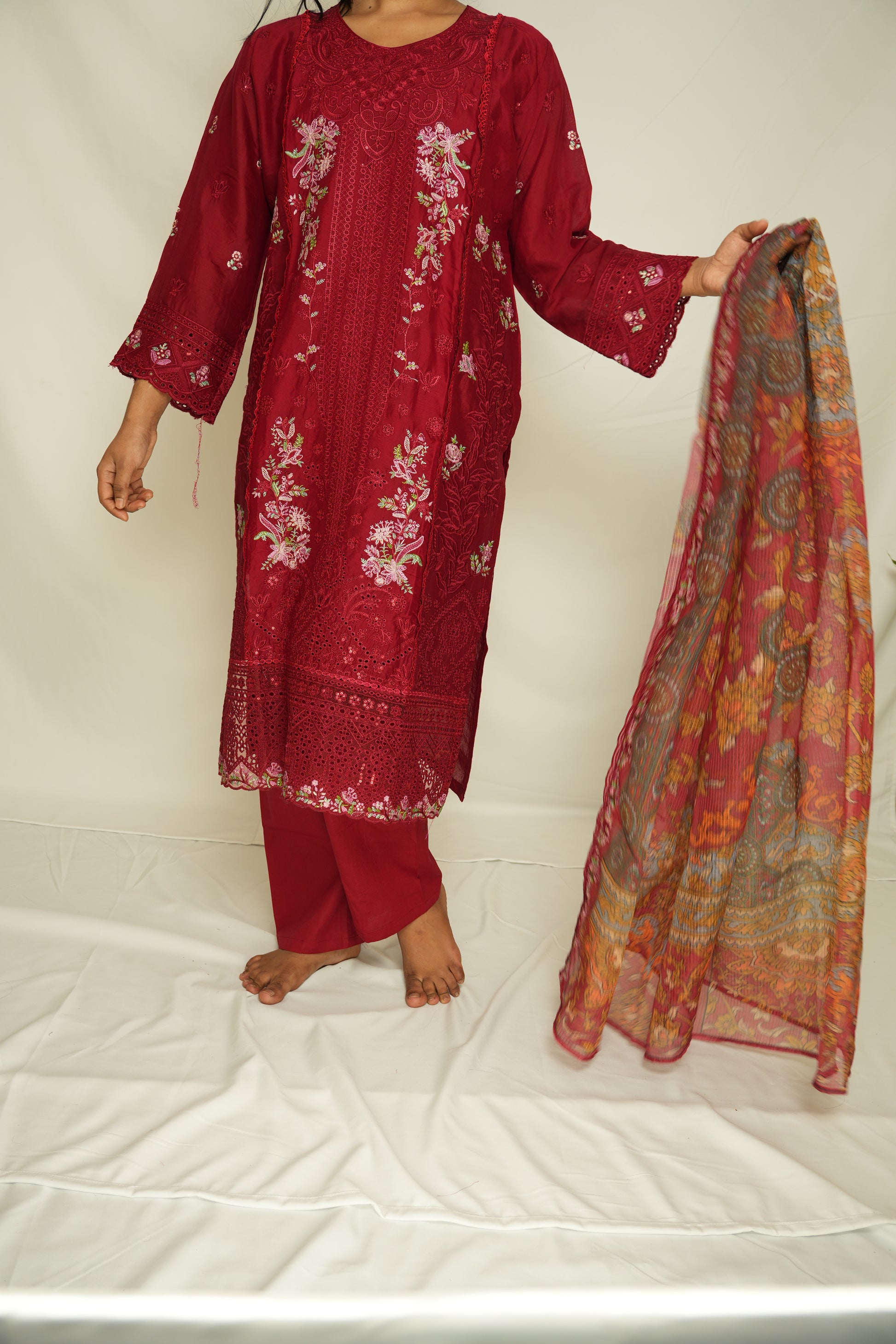 Regal Mauve Embroidered Lawn Suit with Designer Dupatta