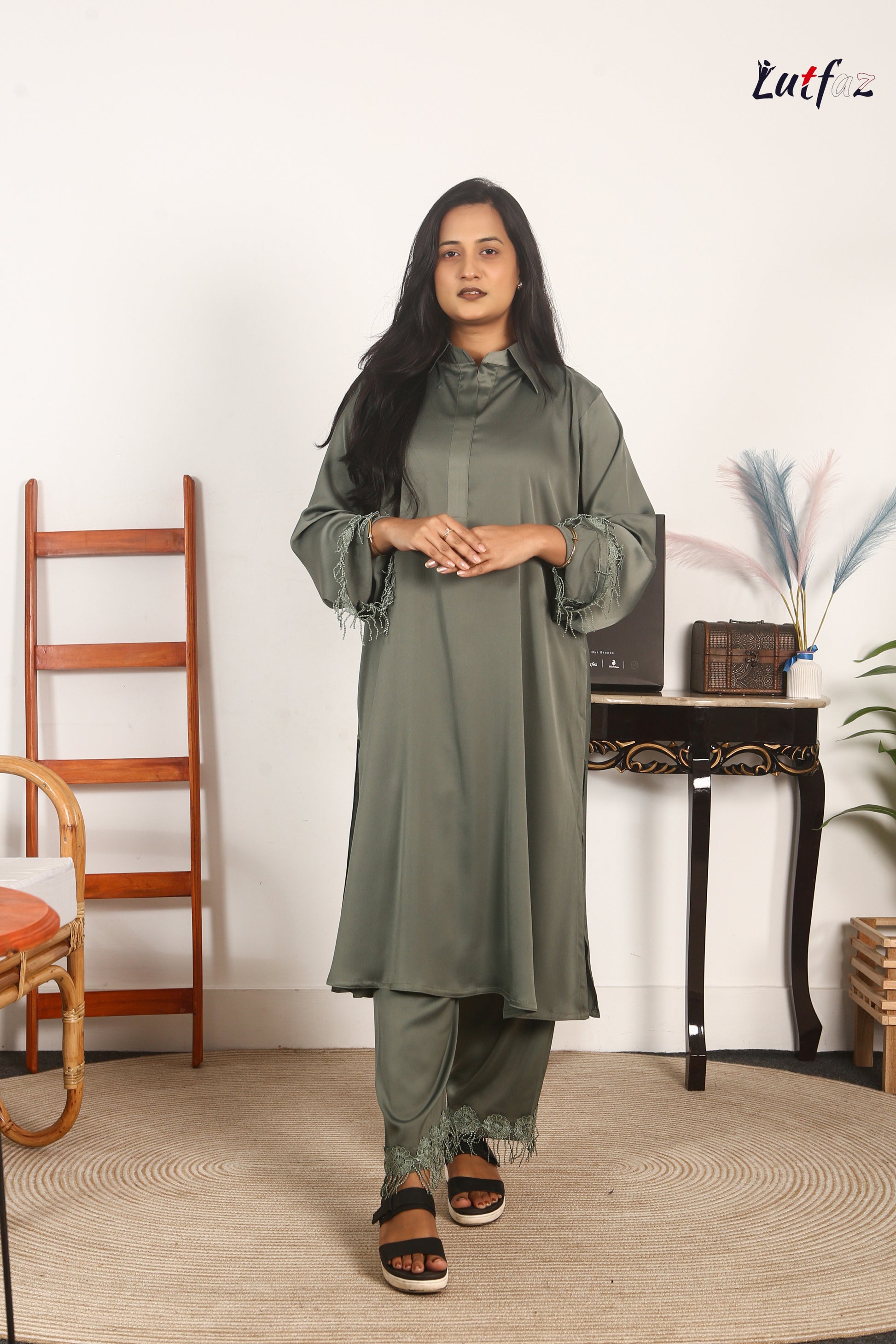Lutfaz Soft Formals Sage Green Two-Piece