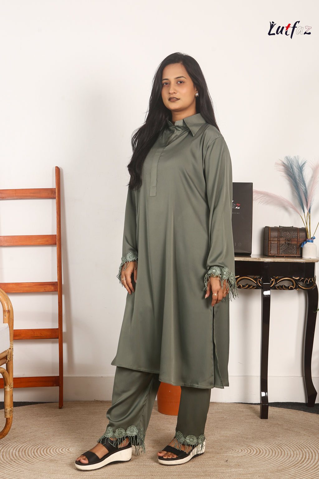Lutfaz Soft Formals Sage Green Two-Piece