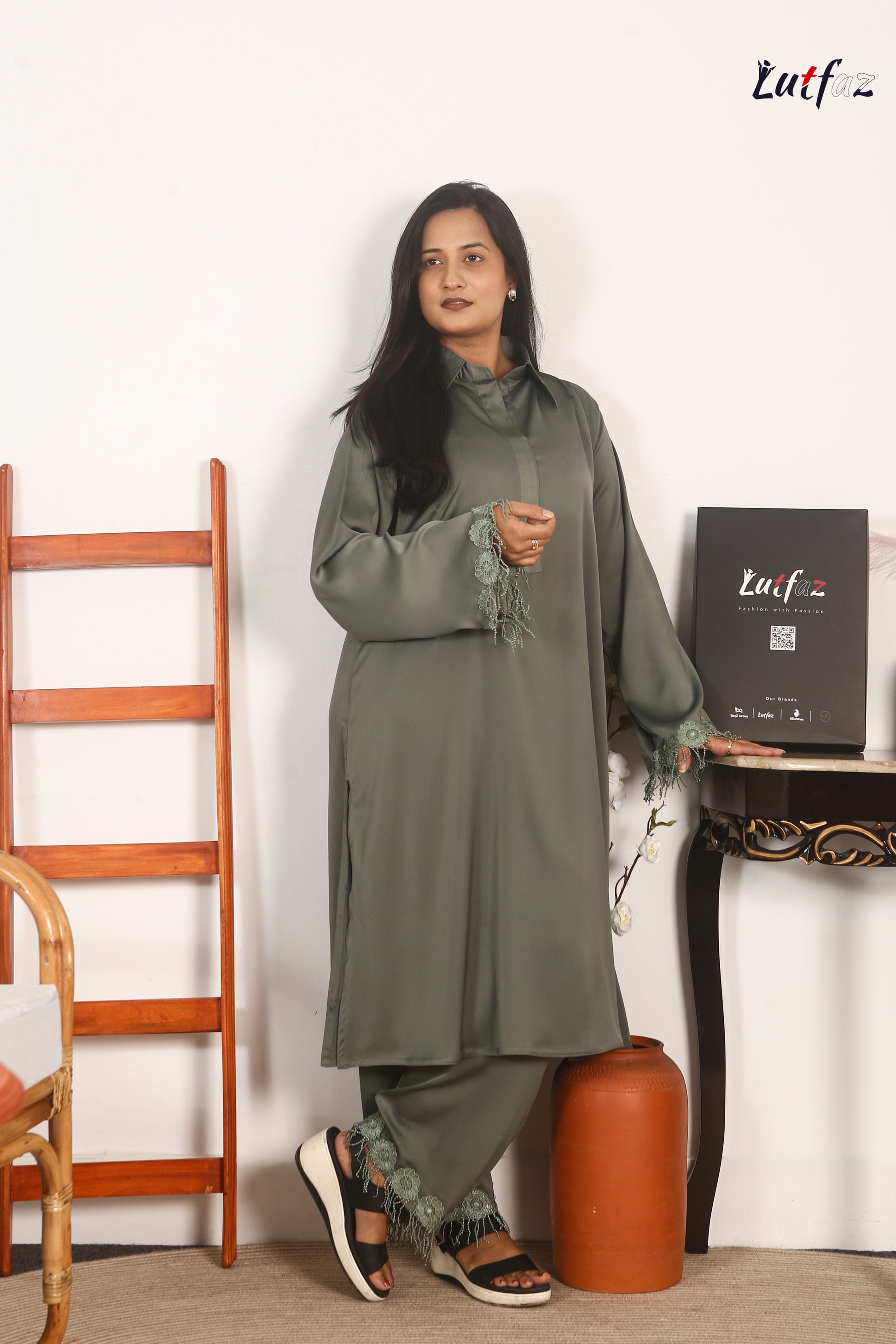 Lutfaz Soft Formals Sage Green Two-Piece