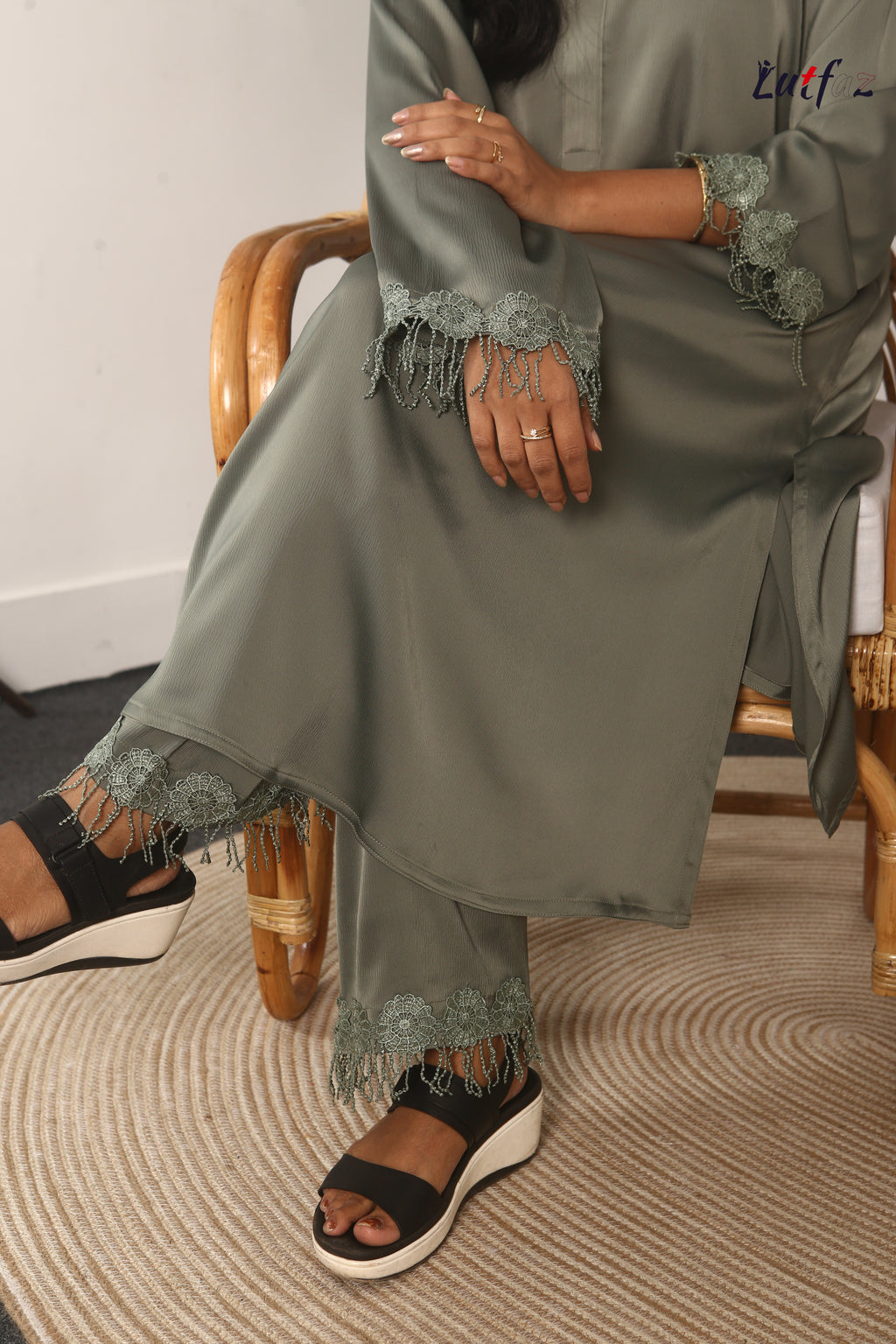 Lutfaz Soft Formals Sage Green Two-Piece