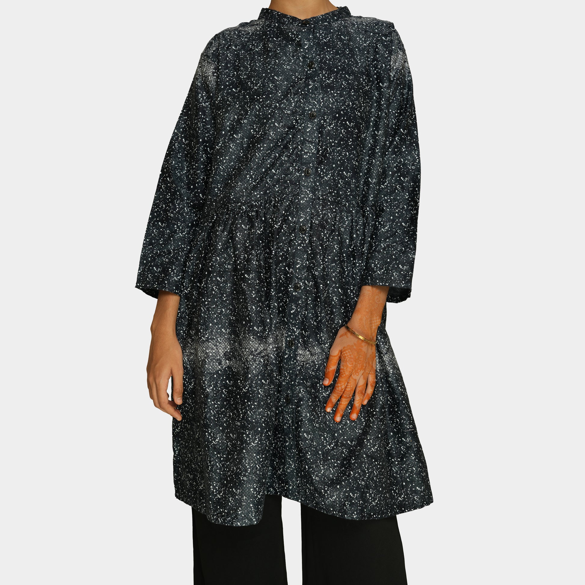 Printed Gathered Waist Tunic