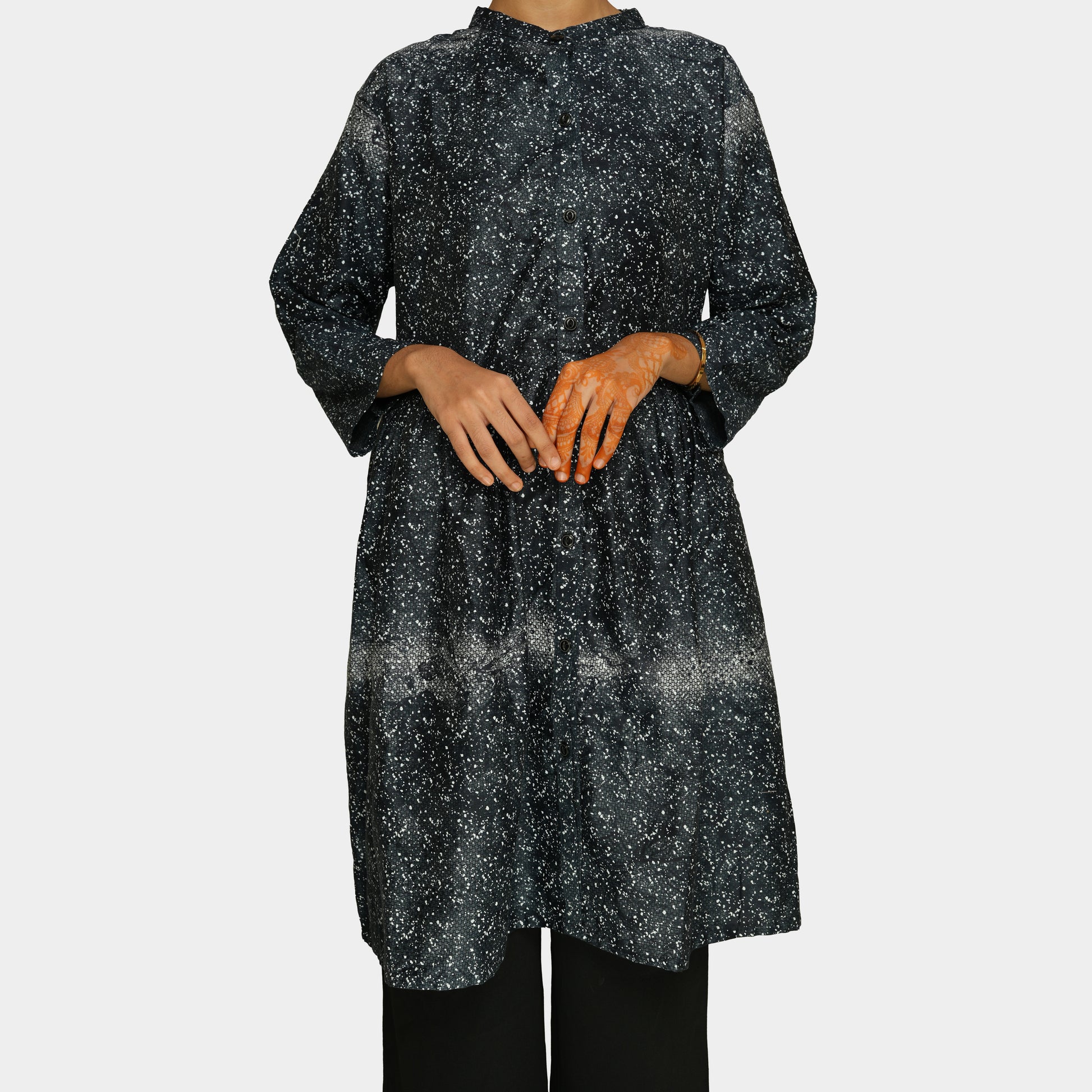 Printed Gathered Waist Tunic