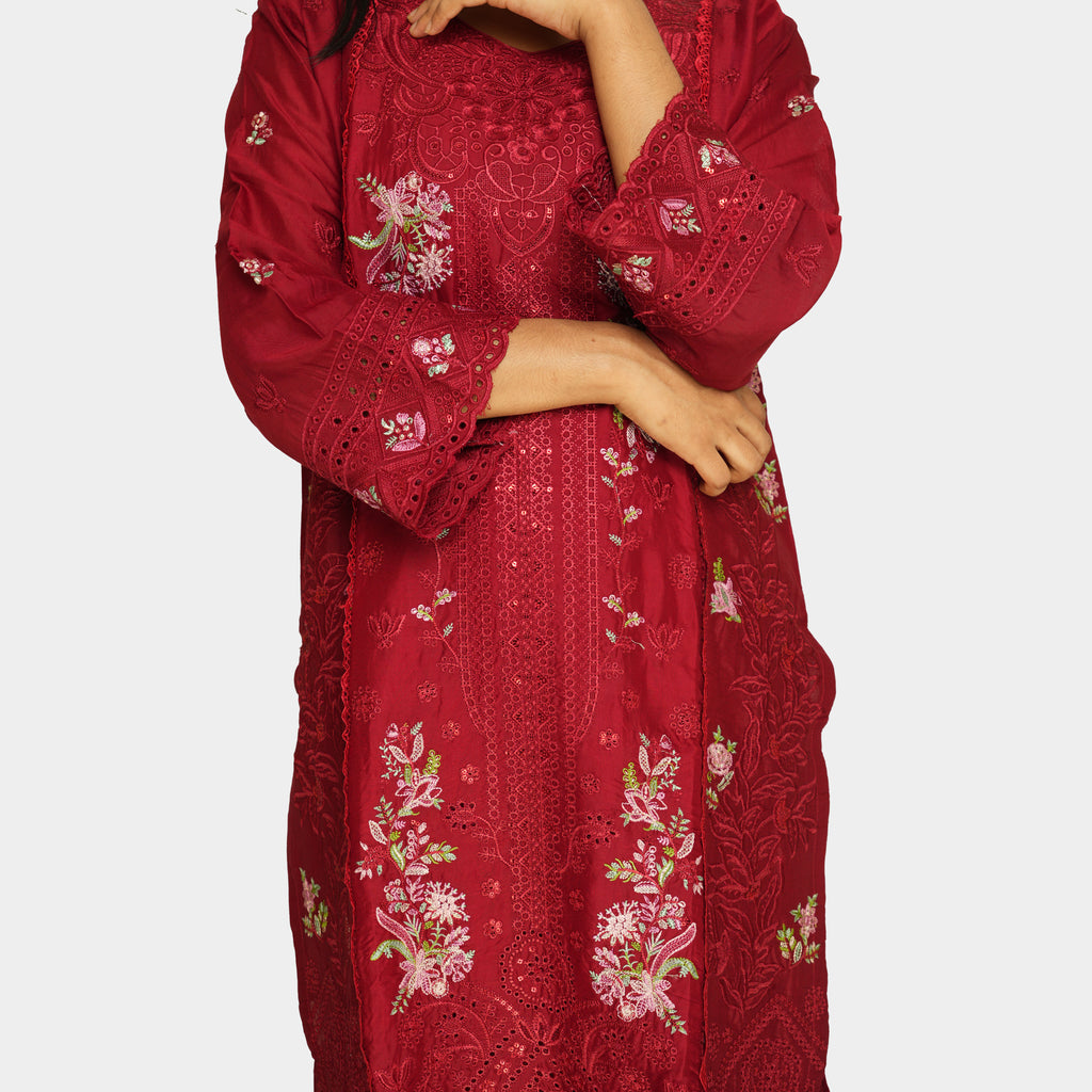 Regal Mauve Embroidered Lawn Suit