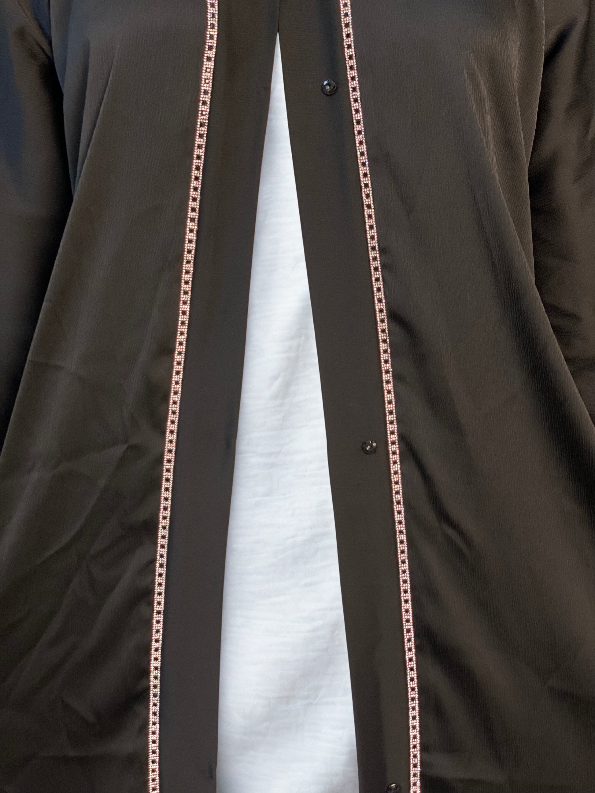Lutfaz Premium Jafran Fabric Tiktok Abaya - Black & White