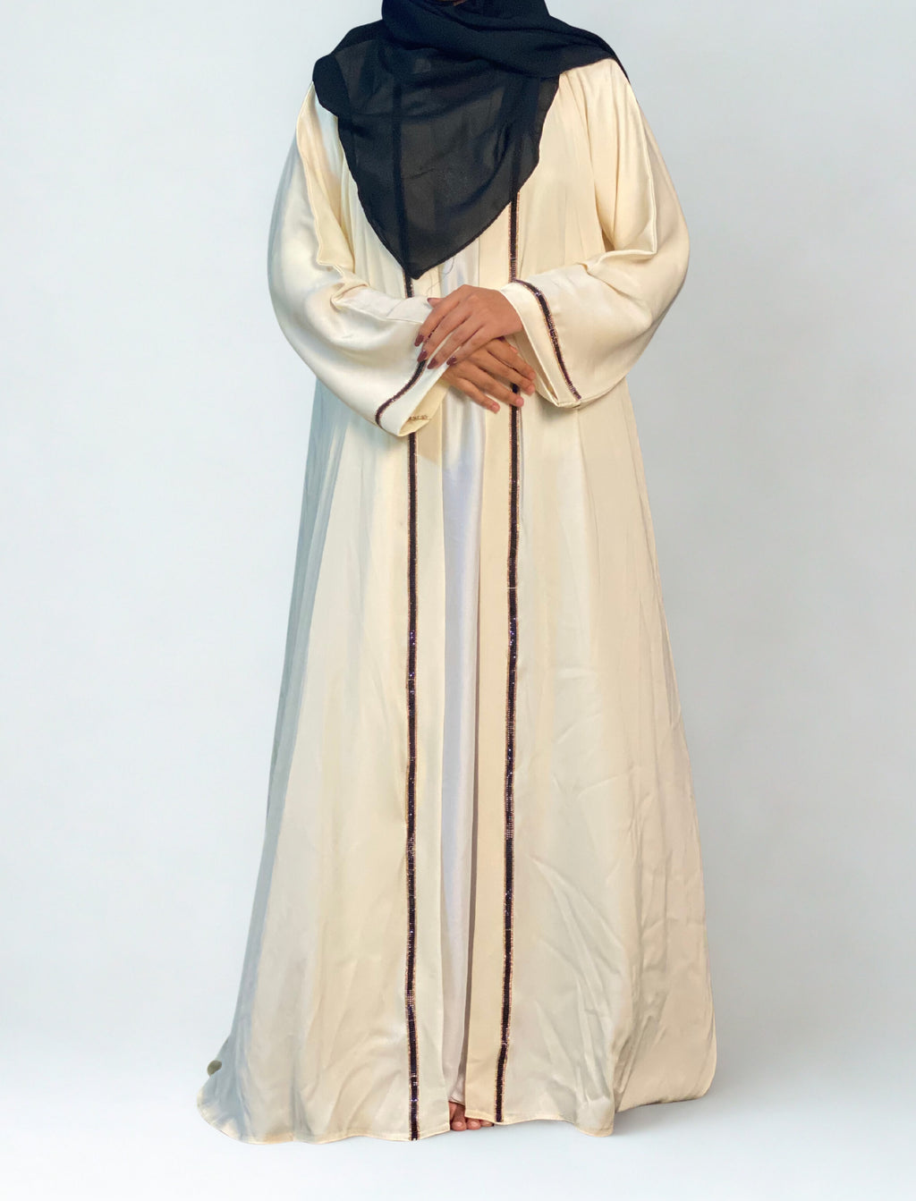Lutfaz Premium Jabran Fabric Jamal Abaya - Pearl Bush