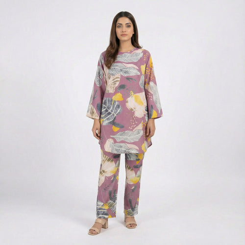 Premium Floral Print Two-Piece Set – Soft Rayon Fabric