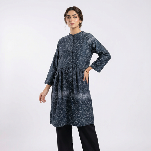 Printed Gathered Waist Tunic