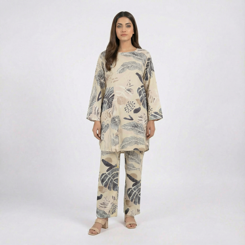 Premium Floral Print Two-Piece Set – Soft Rayon Fabric