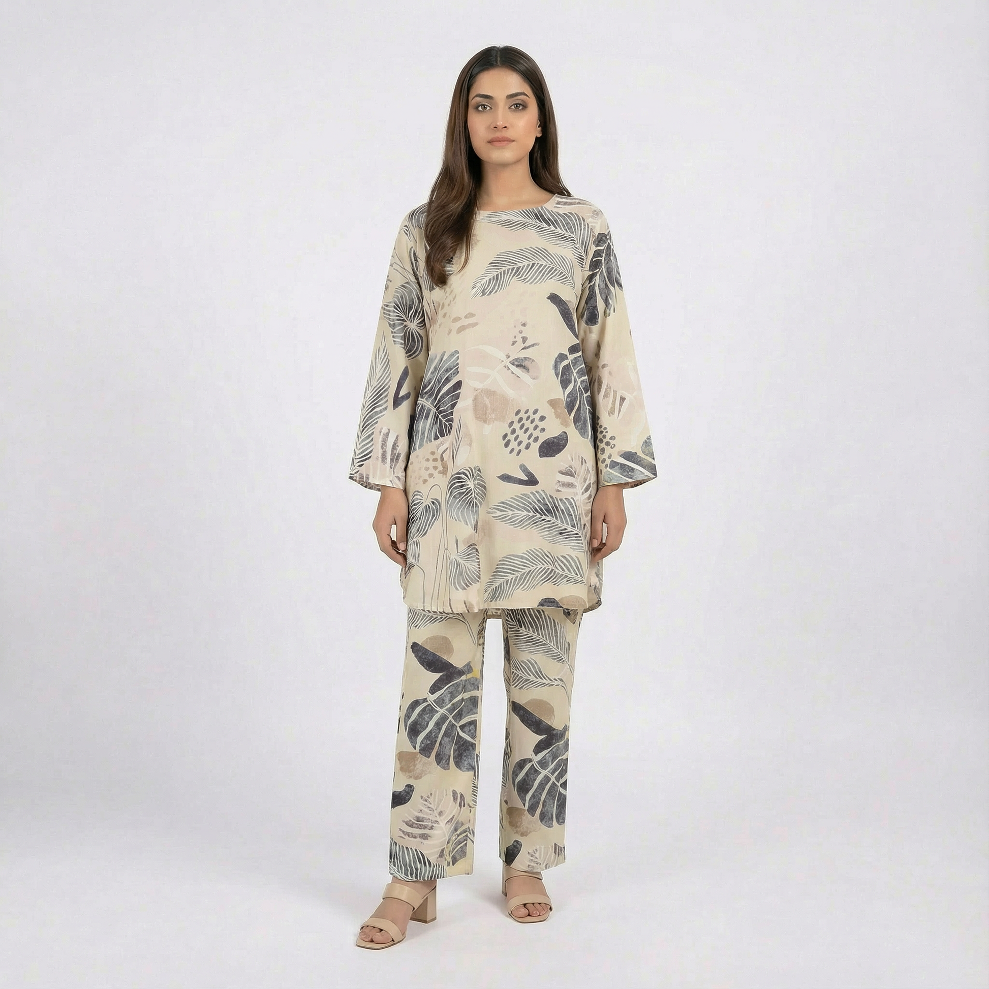 Premium Floral Print Two-Piece Set – Soft Rayon Fabric
